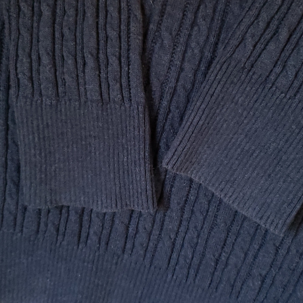 3/$15 Sonoma Classic Cable Knit Blue Cotton Sweater L - Picture 6 of 6